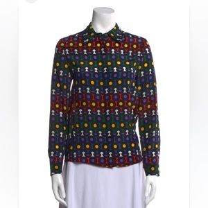 Alice and Olivia Silk Pattern Blouse Black Multi